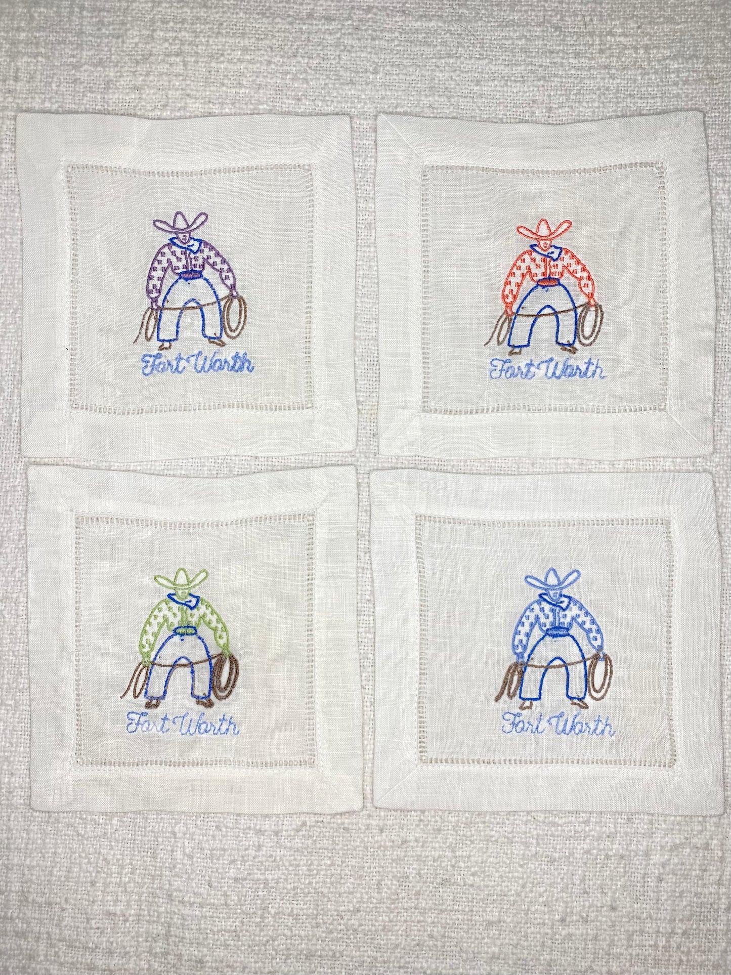 Cocktail Cowboys- Linen Cocktail Napkin Set