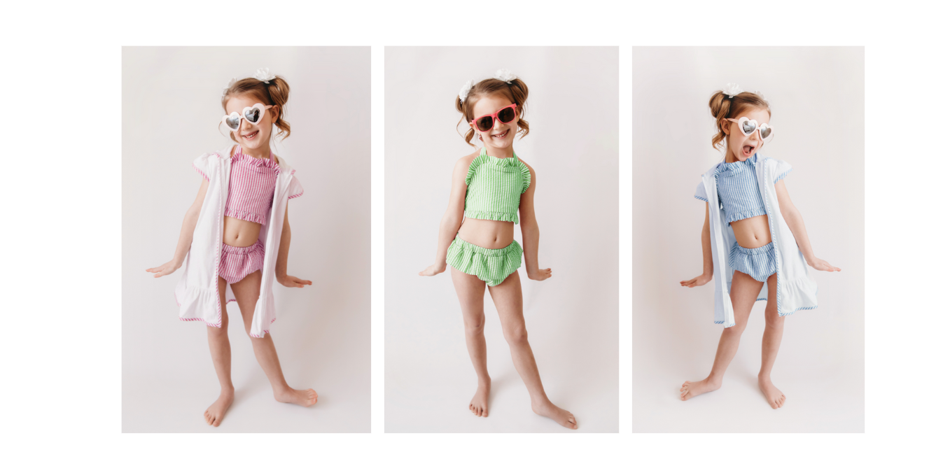 Girls Ruffle Seersucker Swimsuit