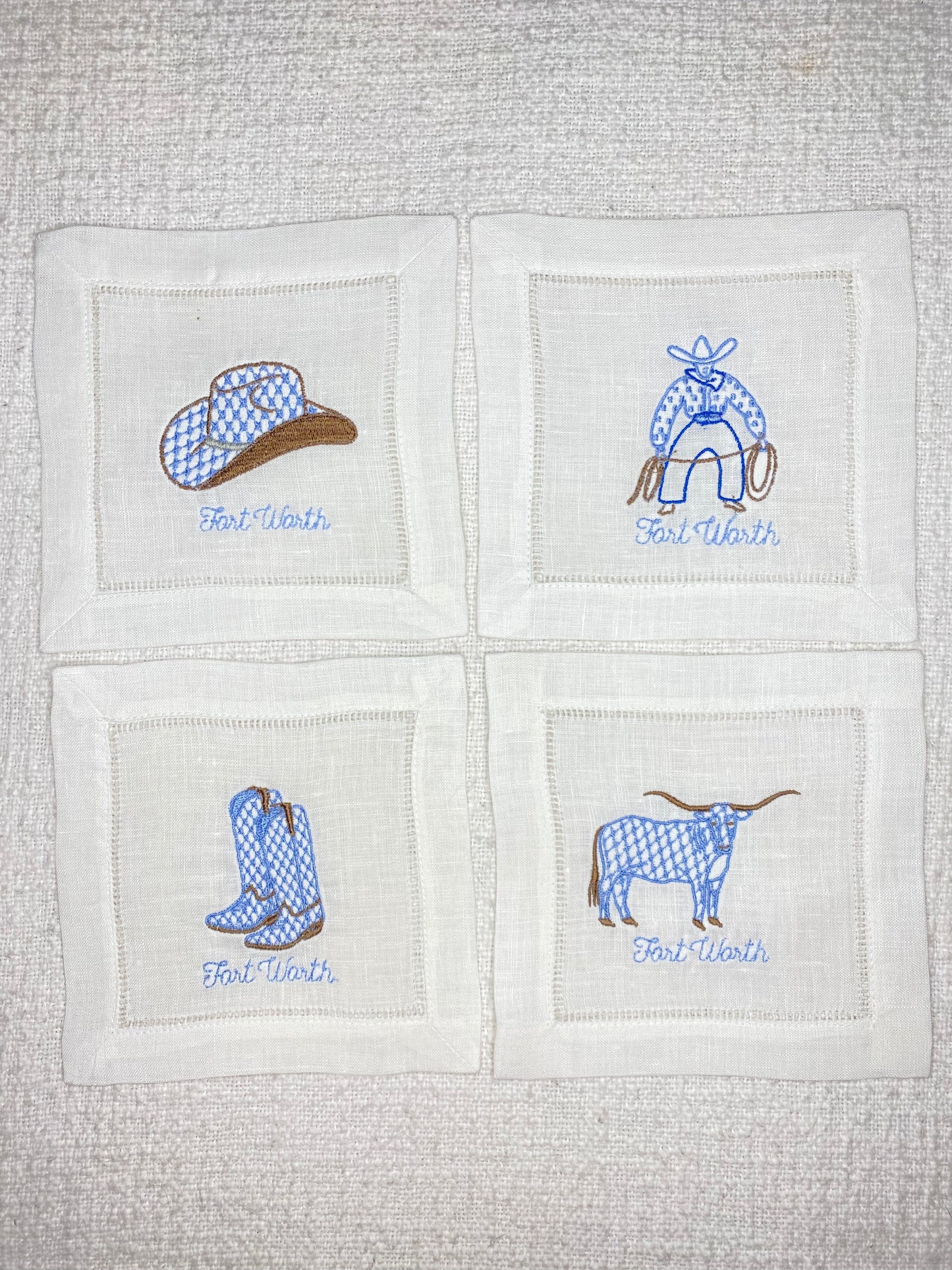 Fort Worth Favorites-  Linen Cocktail Napkin Set