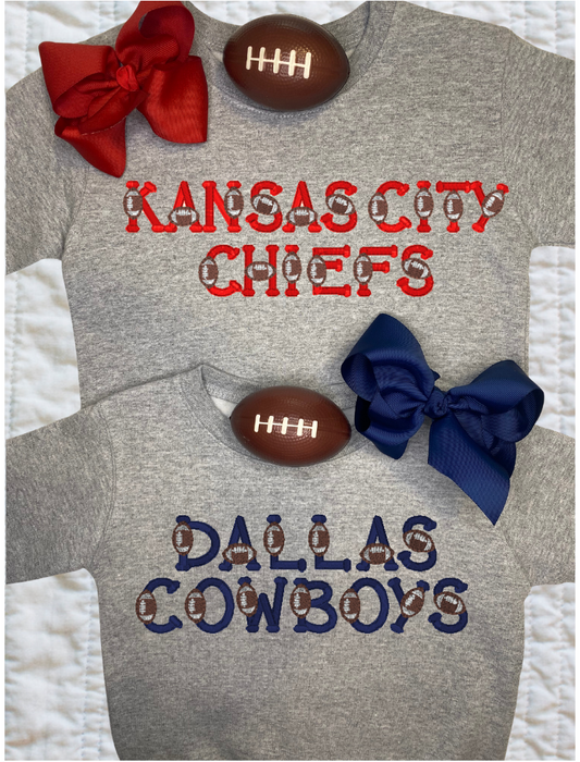 Girls or Boys Football Font Sweatshirt